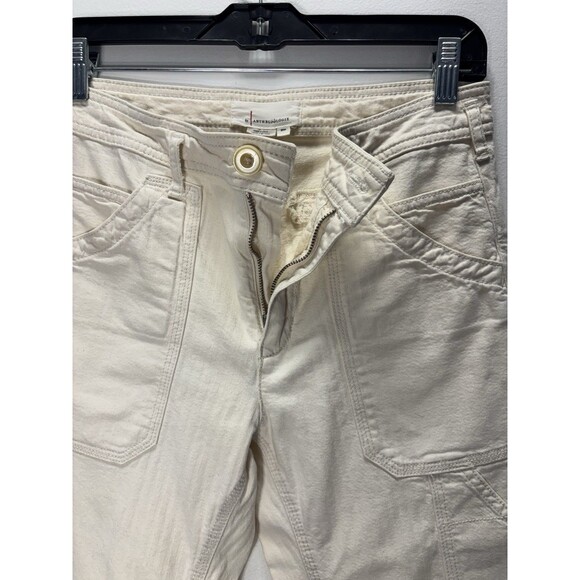 Anthropologie Women’s Carpenter Herringbone Cream Pants High Rise Sz Petite 27 - Picture 8 of 13